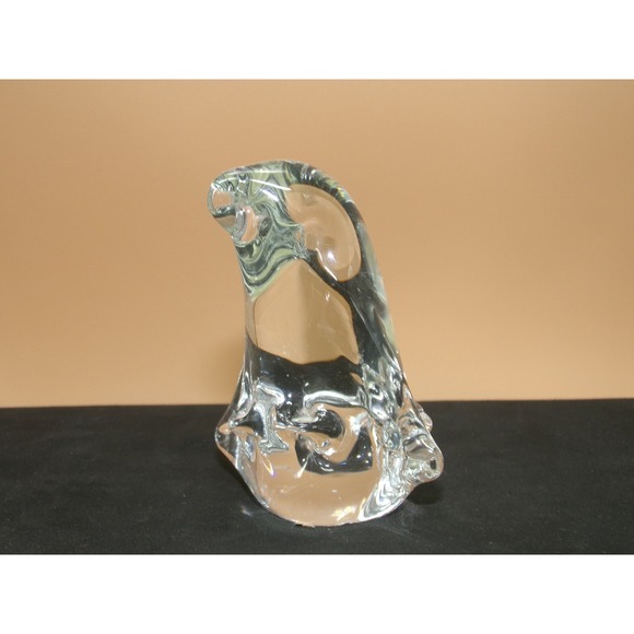 Clear Glass Penguin Figurine Art Glass Bird Paperweight Decor - Picture 1 of 3